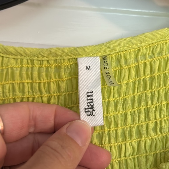 Glam Chartreuse Ruffle Sleeve Blouse - Picture 2 of 4